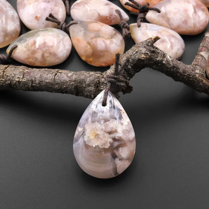 Necklaces Intrinsic Trading AAA Natural Cherry Blossom Agate Teardrop Gemstone Pendant Aka Flower Agate A6 Necklaces Intrinsic Trading AAA Natural Cherry Blossom Agate Teardrop Gemstone Pendant Aka Flower Agate A6