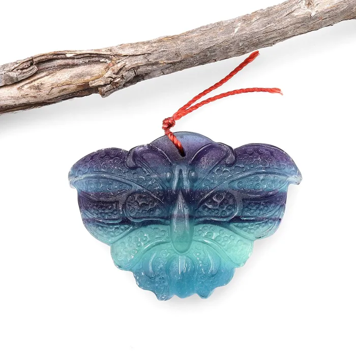 Necklaces Intrinsic Trading Hand Carved Natural Fluorite Butterfly Gemstone Pendant A3 Necklaces Intrinsic Trading Hand Carved Natural Fluorite Butterfly Gemstone Pendant A3