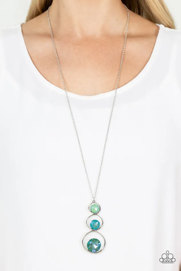 Paparazzi Opalescent NecklaceCelestial Courtier Green All Eyes On U Jewelry Paparazzi Accessories Necklaces