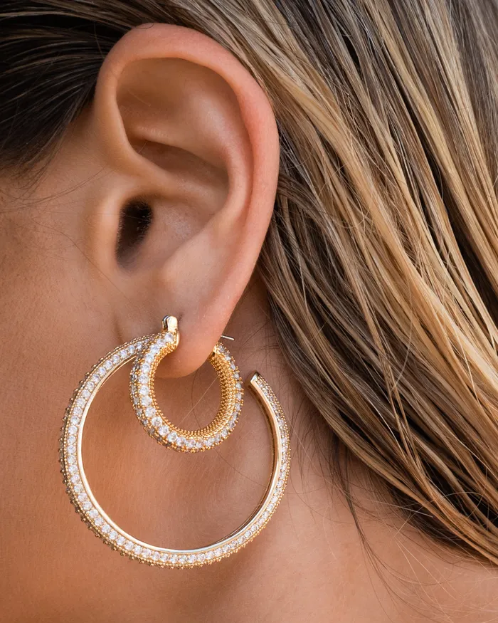 Pave Estelle Hoops Gold Luv Aj PreStyled Sets