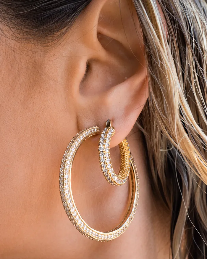 Pave Estelle Hoops Gold Luv Aj PreStyled Sets