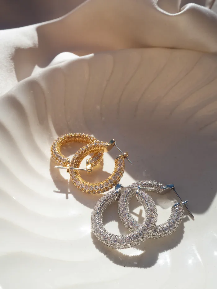 Pave Estelle Hoops Gold Luv Aj PreStyled Sets