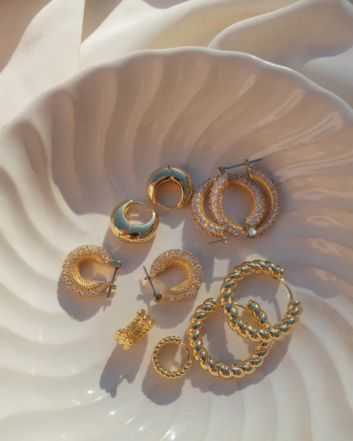 Pave Estelle Hoops Gold Luv Aj PreStyled Sets
