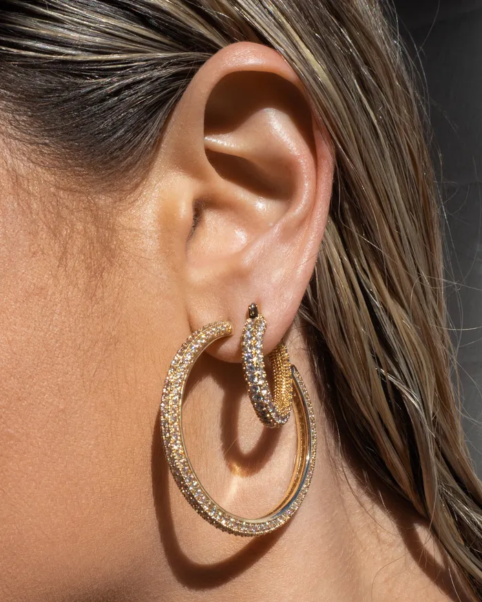 Pave Estelle Hoops Gold Luv Aj PreStyled Sets