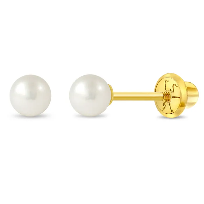 14k Gold Classic Freshwater Cultured Pearl 35mm Baby Toddler Kids Earrings Safety Screw Back Baby Screw Back Earrings Earrings 14k Gold Classic Freshwater Cultured Pearl 35mm Baby Toddler Kids Earrings Safety Screw Back Baby Screw Back Earrings Earrings