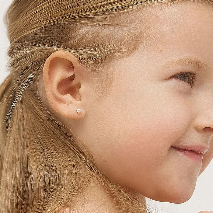 14k Gold Classic Freshwater Cultured Pearl 35mm Baby Toddler Kids Earrings Safety Screw Back Baby Screw Back Earrings Earrings