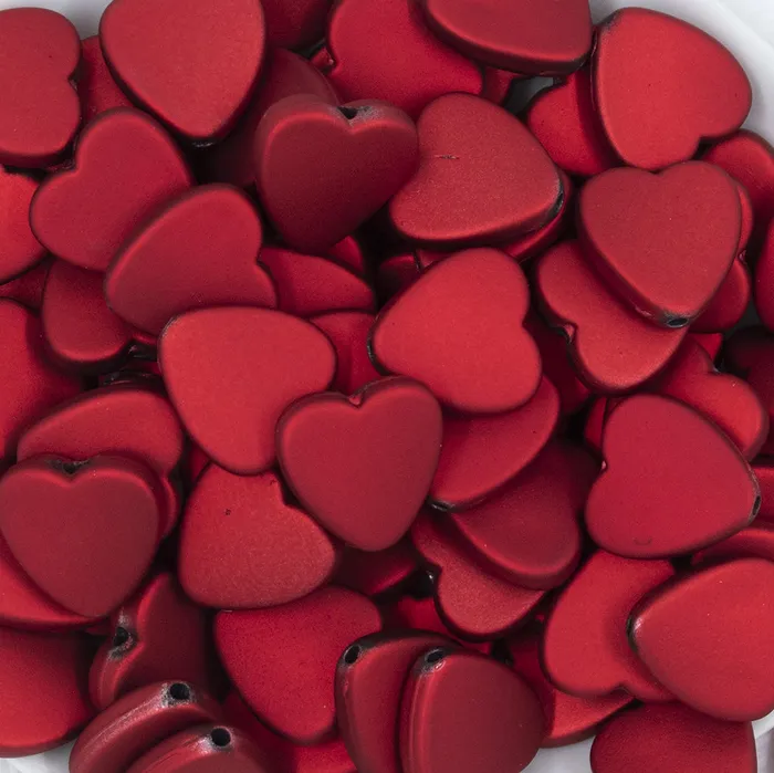 20mm Red Rubberized Style Heart Beads The BumbleBead Company Necklaces