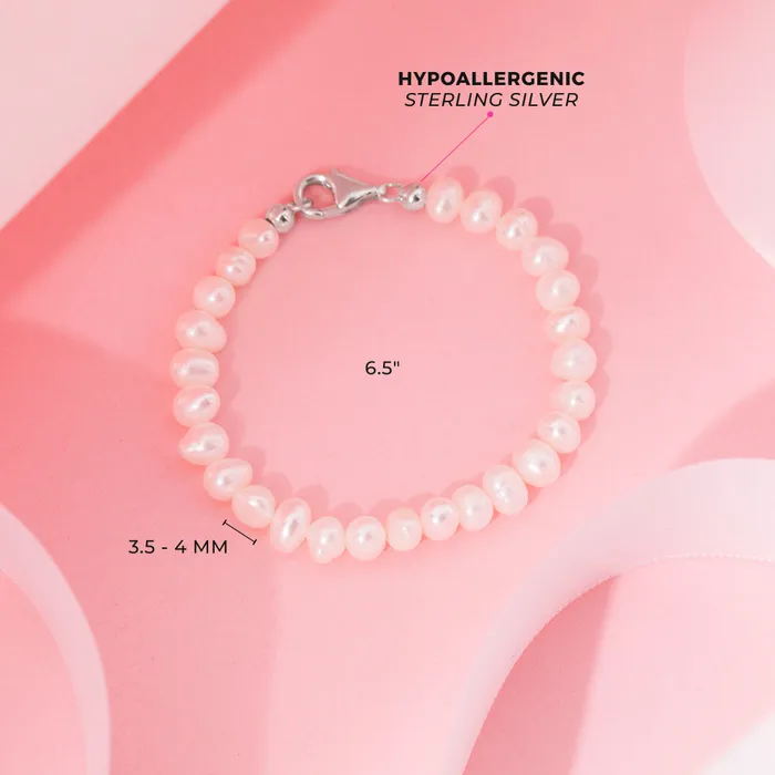 4565 Small Freshwater Cultured Pearl Baby Toddler Kids Charm Bracelet Sterling Silver Baby Pearl Bracelets Bracelets