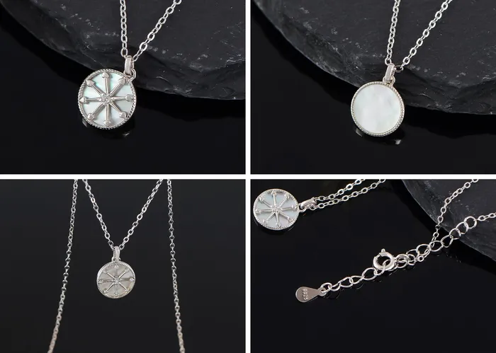 Alilang Alilang 925 Sterling Silver Shell Necklace With Octagonal Star Heart Circular Coin Pendants Necklaces Alilang Alilang 925 Sterling Silver Shell Necklace With Octagonal Star Heart Circular Coin Pendants Necklaces