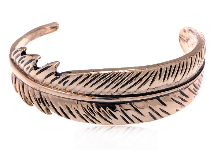 Alilang Bracelets Boho Antique Bird Feather Open Cuff Bracelet