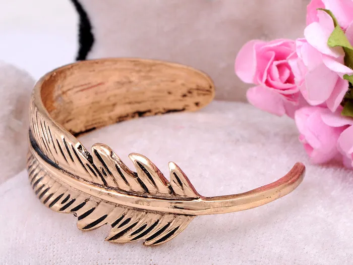 Alilang Bracelets Boho Antique Bird Feather Open Cuff Bracelet Alilang Bracelets Boho Antique Bird Feather Open Cuff Bracelet