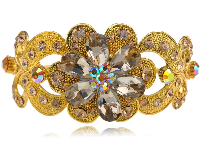 Alilang Bracelets Statement Topaz Flower Bangle Bracelet Cuff