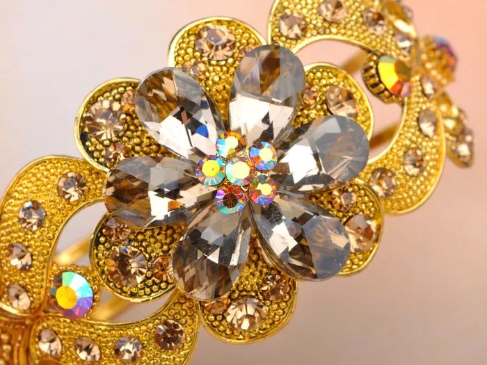 Alilang Bracelets Statement Topaz Flower Bangle Bracelet Cuff