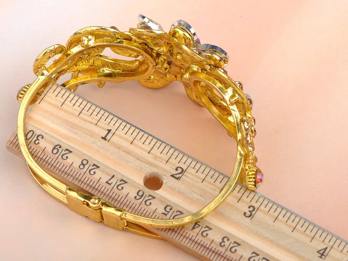 Alilang Bracelets Statement Topaz Flower Bangle Bracelet Cuff
