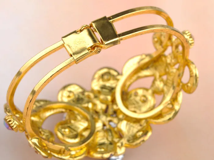 Alilang Bracelets Statement Topaz Flower Bangle Bracelet Cuff