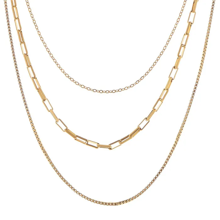 ALILANGCOM Womens Stainless Steel MultiLayer Necklace with 18K Gold Plating Adjustable Length Modern and Versatile Chain Design Necklaces ALILANGCOM Womens Stainless Steel MultiLayer Necklace with 18K Gold Plating Adjustable Length Modern and Versatile Chain Design Necklaces