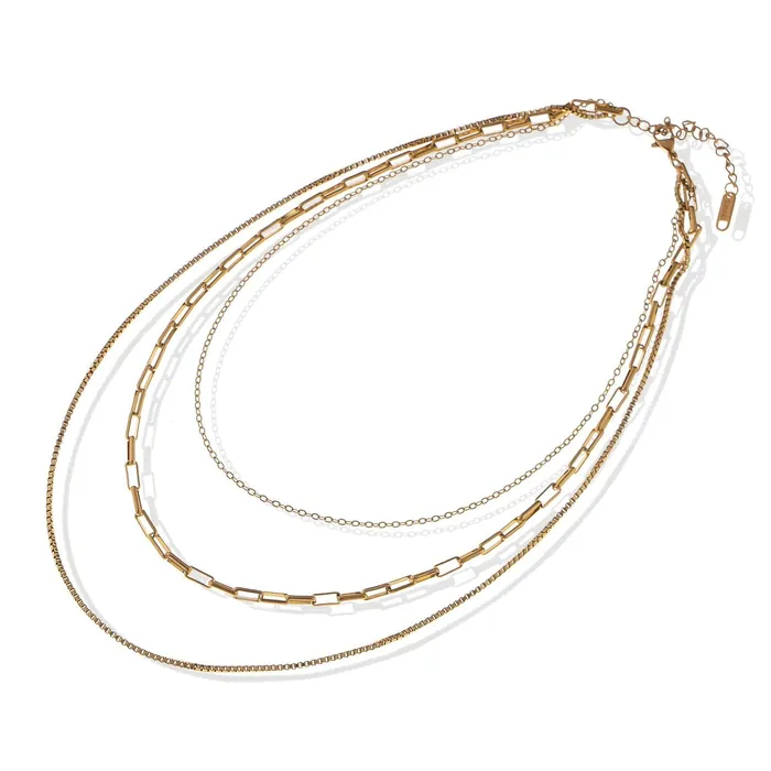 ALILANGCOM Womens Stainless Steel MultiLayer Necklace with 18K Gold Plating Adjustable Length Modern and Versatile Chain Design Necklaces ALILANGCOM Womens Stainless Steel MultiLayer Necklace with 18K Gold Plating Adjustable Length Modern and Versatile Chain Design Necklaces