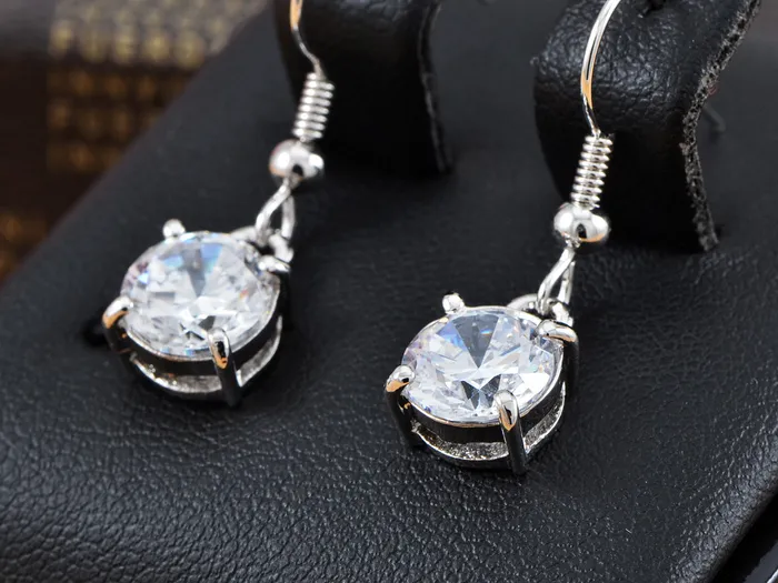 Alilang Earrings Swarovski Crystal Element Silver Colored Circle Fish Hook Dangle Earrings Alilang Earrings Swarovski Crystal Element Silver Colored Circle Fish Hook Dangle Earrings