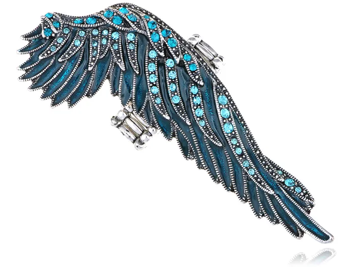 Alilang Rings Antique Aquamarine Elastic Angel Wing Ring