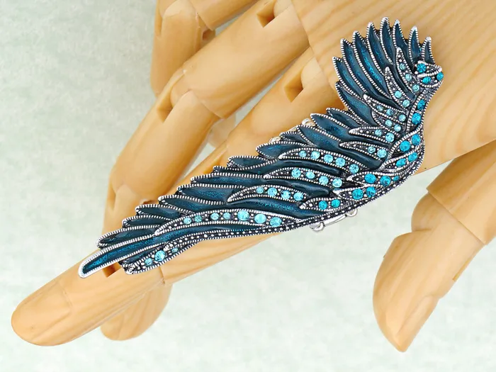 Alilang Rings Antique Aquamarine Elastic Angel Wing Ring Alilang Rings Antique Aquamarine Elastic Angel Wing Ring