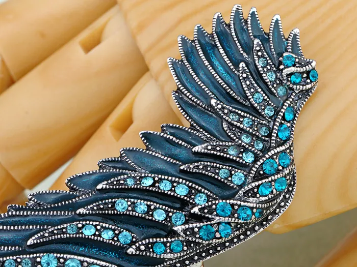 Alilang Rings Antique Aquamarine Elastic Angel Wing Ring Alilang Rings Antique Aquamarine Elastic Angel Wing Ring