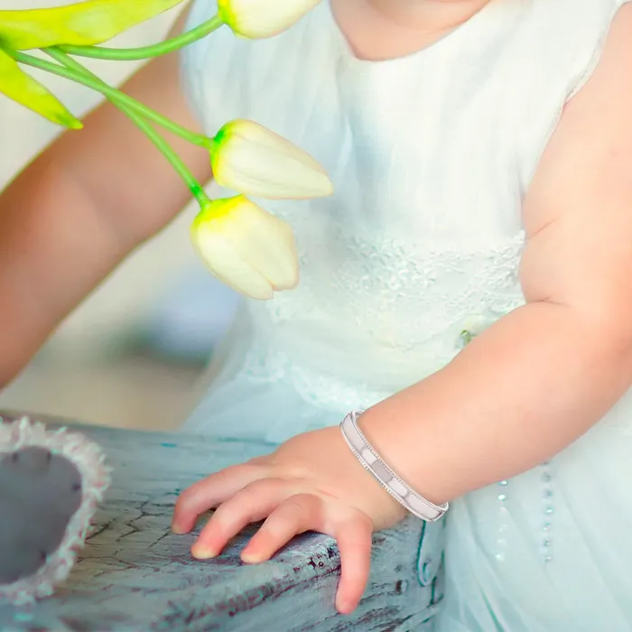 Baby Bangle Bracelets Bracelets 5 Detailed Edge Cuff Baby Toddler Bracelet Sterling Silver