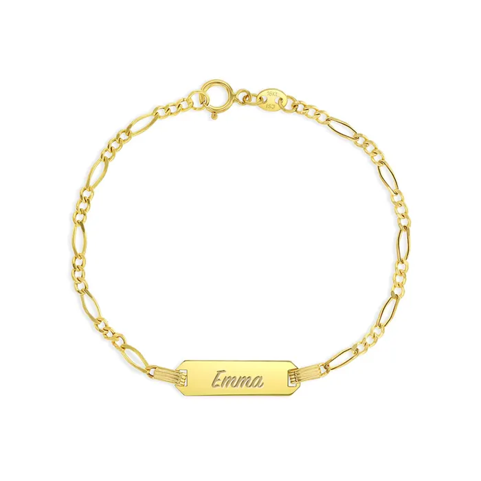 Baby ID Bracelets Bracelets 18k Gold 55 Engravable ID Figaro Baby Toddler Kids Bracelet Baby ID Bracelets Bracelets 18k Gold 55 Engravable ID Figaro Baby Toddler Kids Bracelet