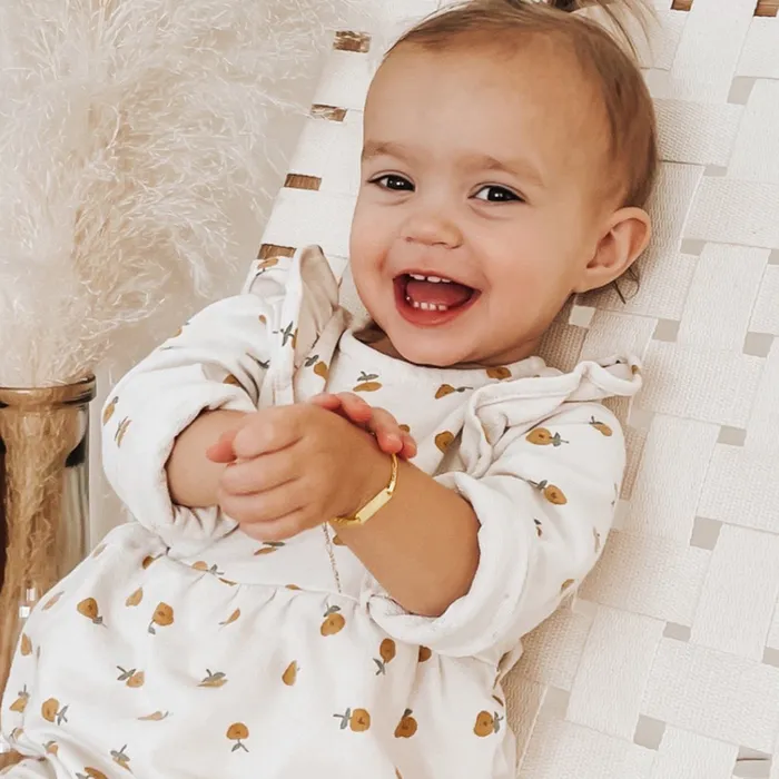 Baby ID Bracelets Bracelets 18k Gold 55 Engravable ID Figaro Baby Toddler Kids Bracelet