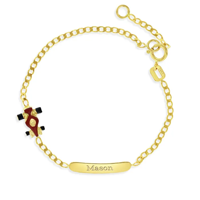 Bracelets Baby ID Bracelets 14k Gold 5 6 Engravable Red Car Baby Toddler Kids Bracelet Enamel Bracelets Baby ID Bracelets 14k Gold 5 6 Engravable Red Car Baby Toddler Kids Bracelet Enamel