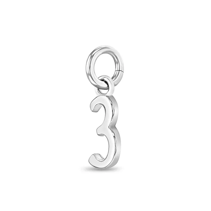 Bracelets Charms Number Charm 3 Kids Childrens Girls for Charm Bracelet Sterling Silver