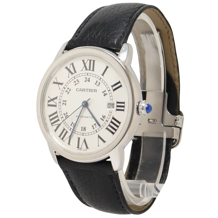 Bracelets Happy Jewelers Cartier Ronde Solo Stainless Steel 42mm Silver Roman Dial Watch Reference WSSRN0022
