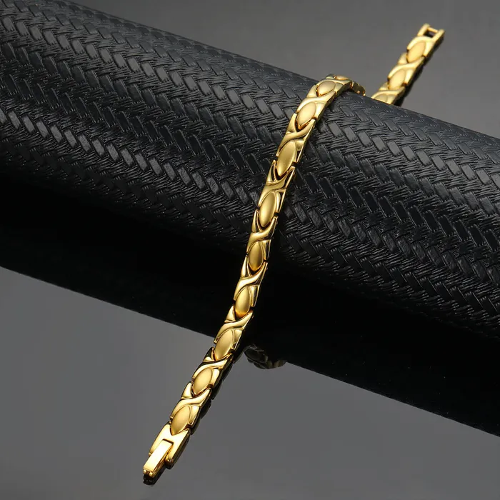 Bracelets Ladies Gold Tone Four Elements Titanium Magnetic Bracelet Willis Judd