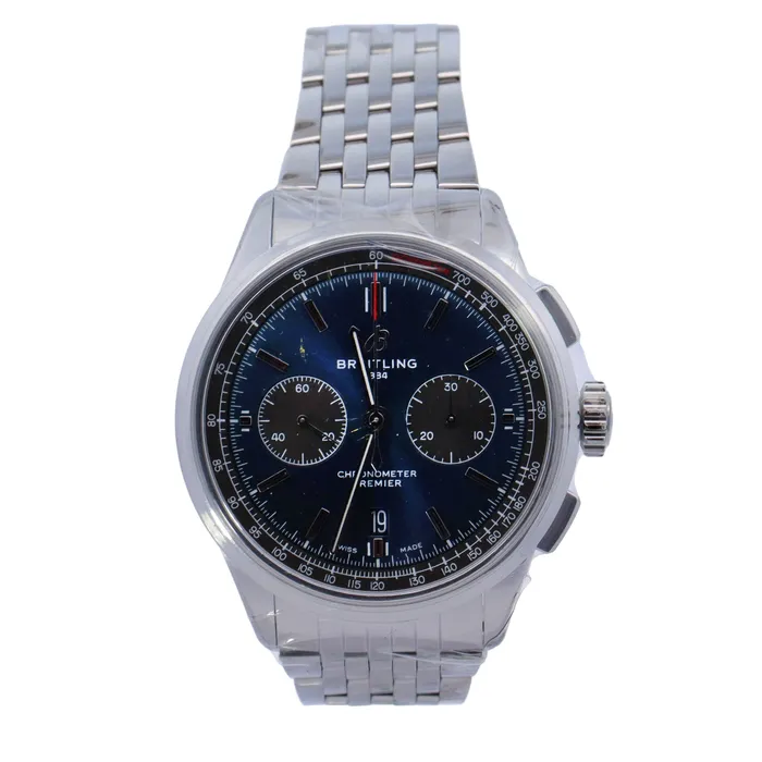 Breitling Premier Stainless Steel 42mm Blue Chronograph Dial Watch Reference AB0118A61C1A1 Happy Jewelers Watches Breitling Premier Stainless Steel 42mm Blue Chronograph Dial Watch Reference AB0118A61C1A1 Happy Jewelers Watches