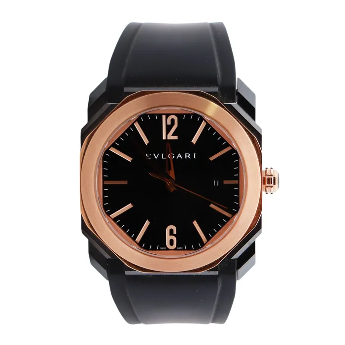 Bvlgari Octo 41mm Black Dial Watch Ref 102485 Happy Jewelers Watches