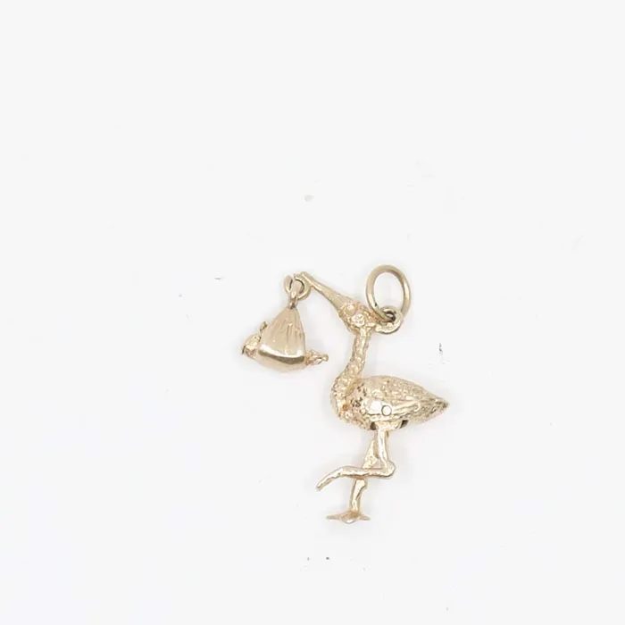 Charm Necklaces aliceeden Vintage 9ct Gold Stork Baby Charm
