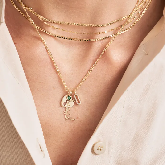 Charm Necklaces Gelin Diamond Letter Charm