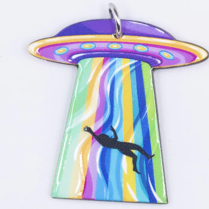 Charm Necklaces The BumbleBead Company Spaceship Abduction resin charm 40x40mm Charm Necklaces The BumbleBead Company Spaceship Abduction resin charm 40x40mm