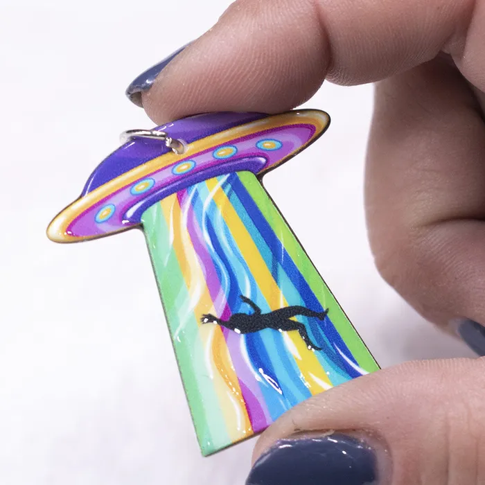 Charm Necklaces The BumbleBead Company Spaceship Abduction resin charm 40x40mm