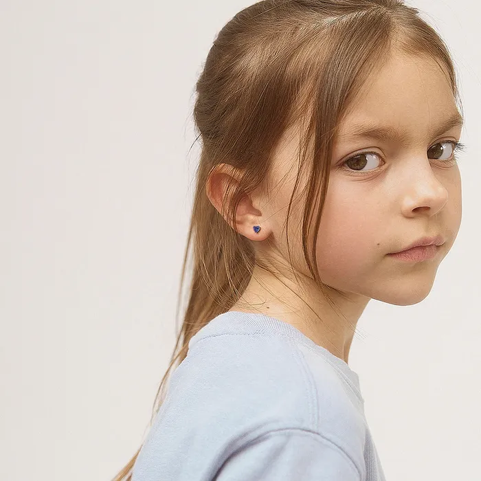 CZ Heart Solitaire 4mm Baby Toddler Kids Earrings Screw Back Sterling Silver Kids Screw Back Earrings Earrings
