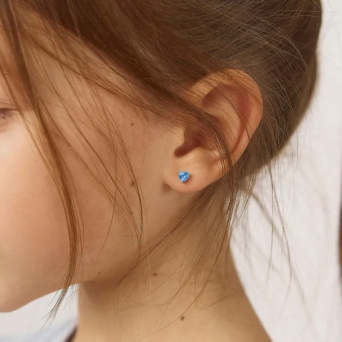 CZ Heart Solitaire 4mm Baby Toddler Kids Earrings Screw Back Sterling Silver Kids Screw Back Earrings Earrings
