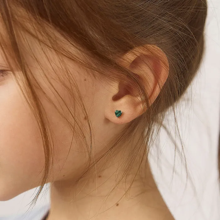 CZ Heart Solitaire 4mm Baby Toddler Kids Earrings Screw Back Sterling Silver Kids Screw Back Earrings Earrings