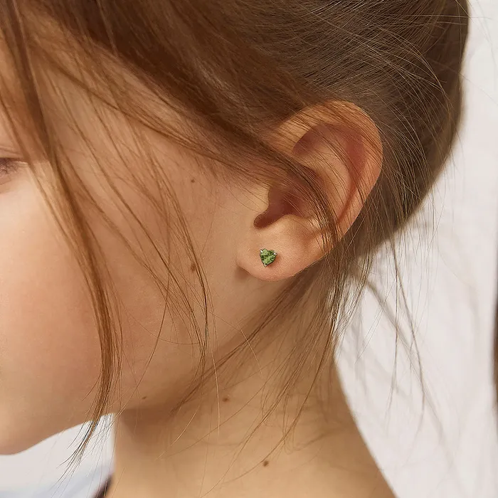 CZ Heart Solitaire 4mm Baby Toddler Kids Earrings Screw Back Sterling Silver Kids Screw Back Earrings Earrings