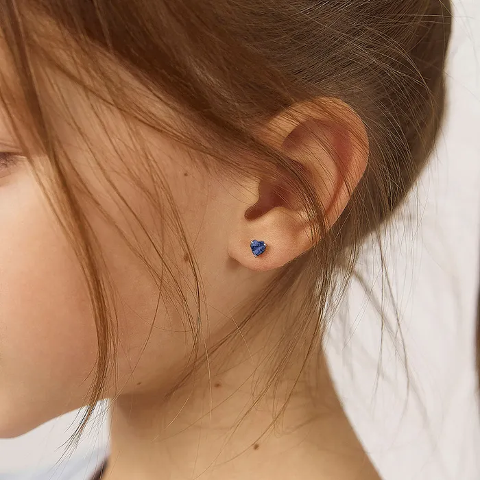 CZ Heart Solitaire 4mm Baby Toddler Kids Earrings Screw Back Sterling Silver Kids Screw Back Earrings Earrings