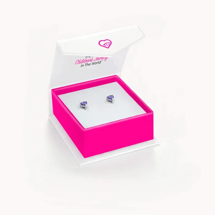 CZ Heart Solitaire 4mm Baby Toddler Kids Earrings Screw Back Sterling Silver Kids Screw Back Earrings Earrings