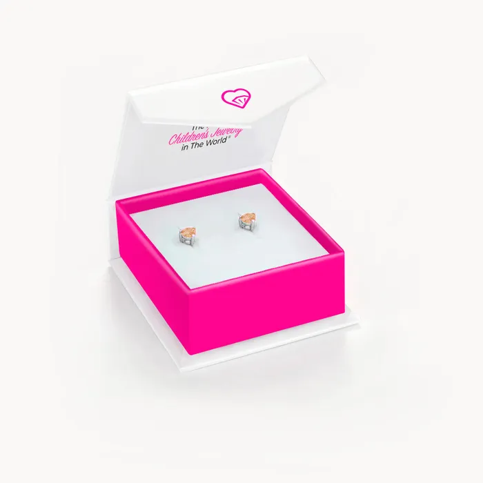 CZ Heart Solitaire 4mm Baby Toddler Kids Earrings Screw Back Sterling Silver Kids Screw Back Earrings Earrings