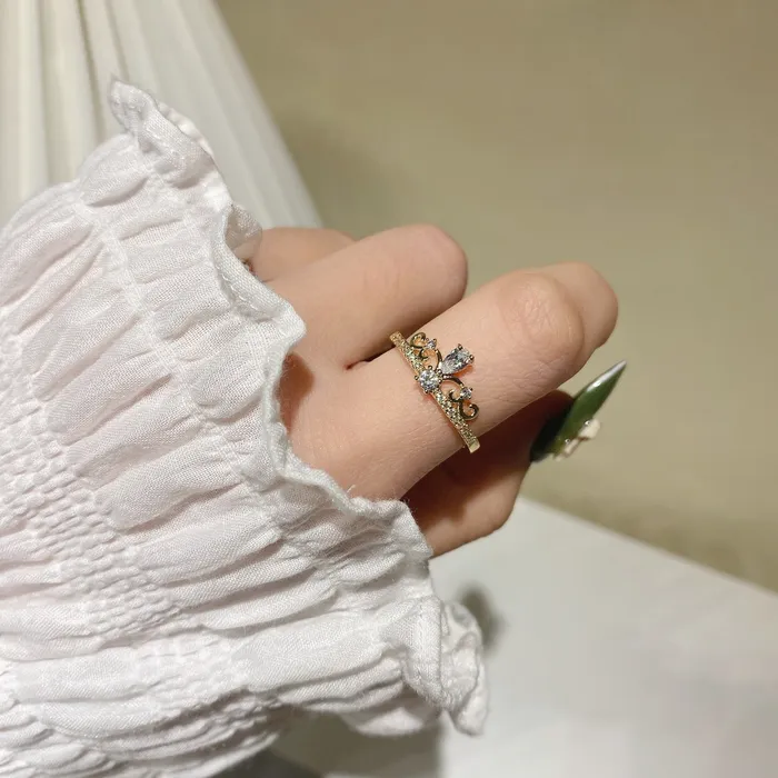 Diamond Crown Gold Ring Refined by AnnaKaci Rings