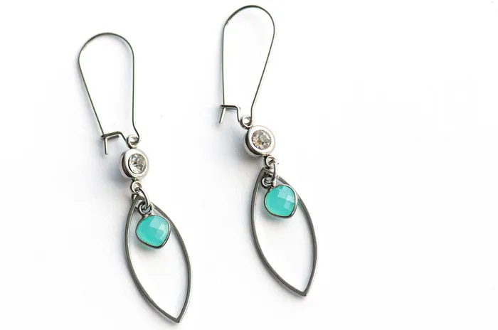 Earrings Fierce Lynx Designs Tidal Mist Blue Chalcedony Earrings
