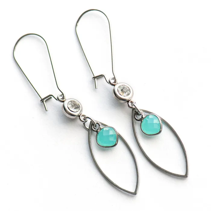 Earrings Fierce Lynx Designs Tidal Mist Blue Chalcedony Earrings