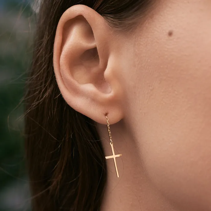 Earrings Gelin Diamond Cross Drop Dangle Earrings