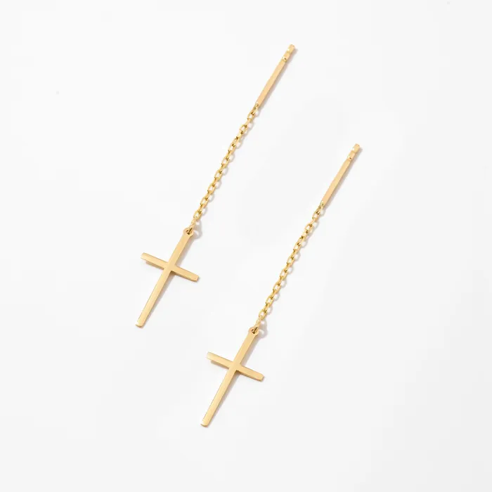 Earrings Gelin Diamond Cross Drop Dangle Earrings